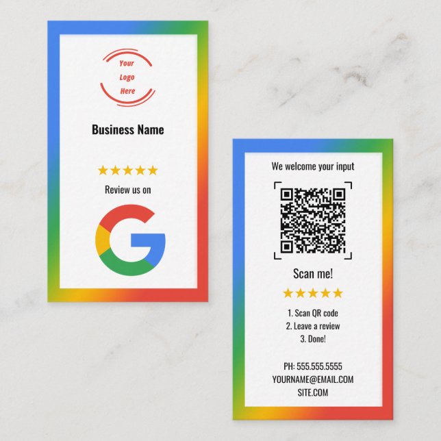 Google Kartor Review & Ratings Card Visitkort (Fram/baksida)