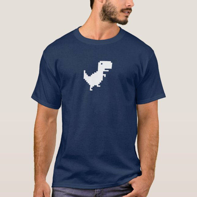 Google kromDinossaur | 8bit PIXEL | roliga T-Rex T Shirt (Framsida)