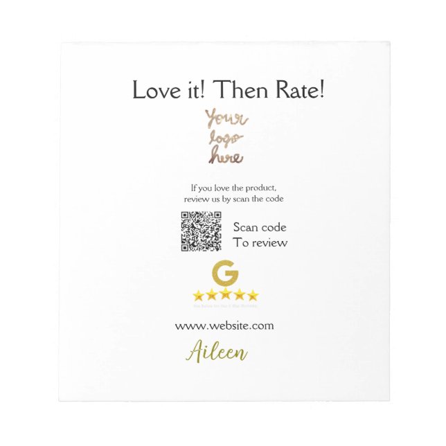Google rate us recension order köp business QR Anteckningsblock (Framsida)