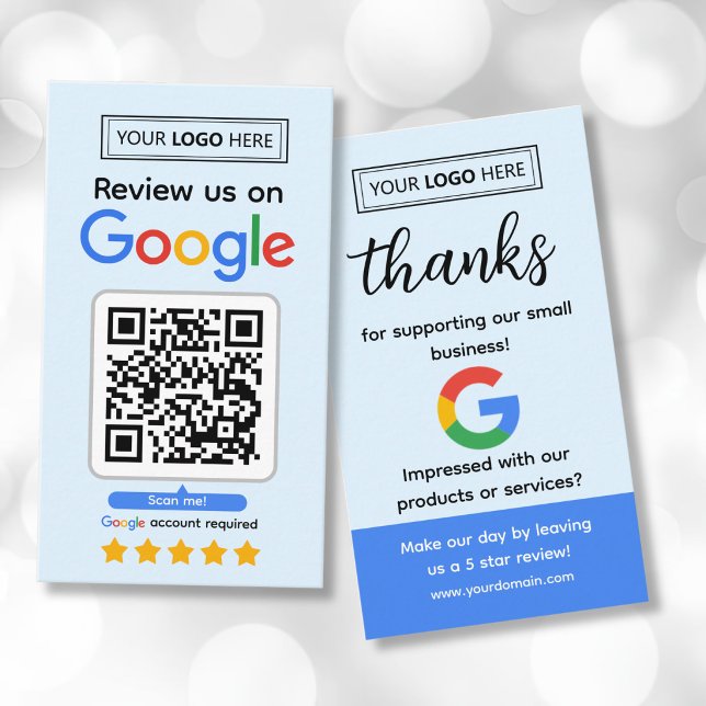 Google Recension Affärskort med Logotyp och QR-kod Visitkort (Google Review Business Cards)