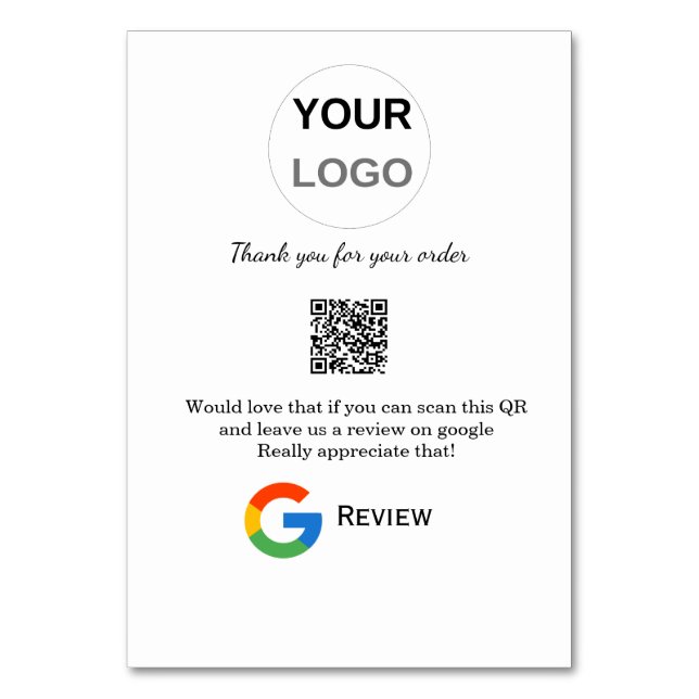 Google recension Business logotyp Scan QR-granskni Bordsnummer (Framsidan)