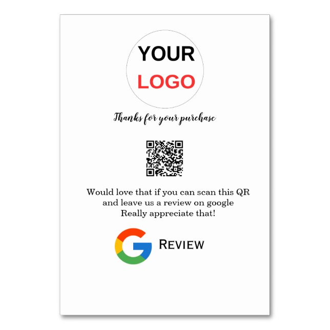 Google recension Business logotyp Scan QR-granskni Bordsnummer (Framsidan)