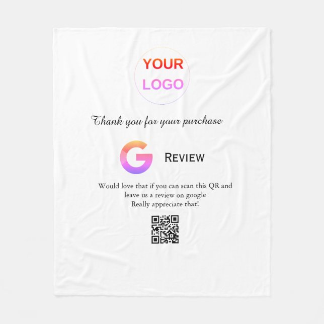 Google recension Business logotyp Scan QR-granskni Fleecefilt (Framsidan)
