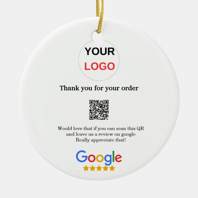 Google recension Business logotyp Scan QR-granskni Julgransprydnad Keramik (Framsidan)