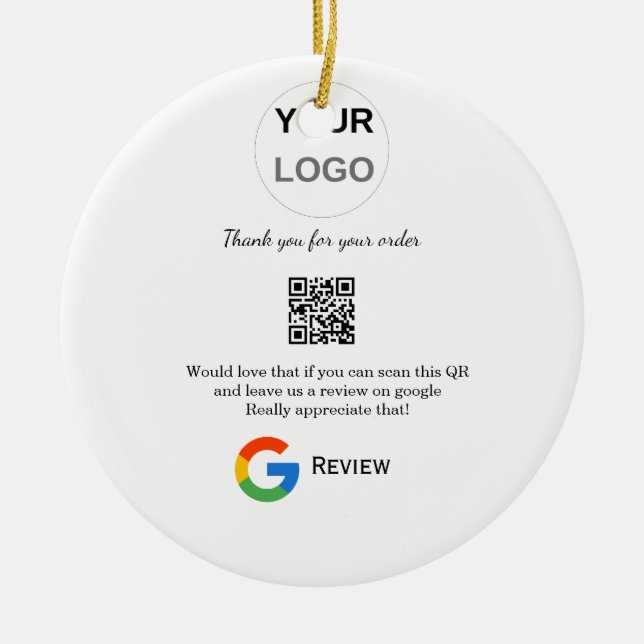 Google recension Business logotyp Scan QR-granskni Julgransprydnad Keramik (Framsidan)