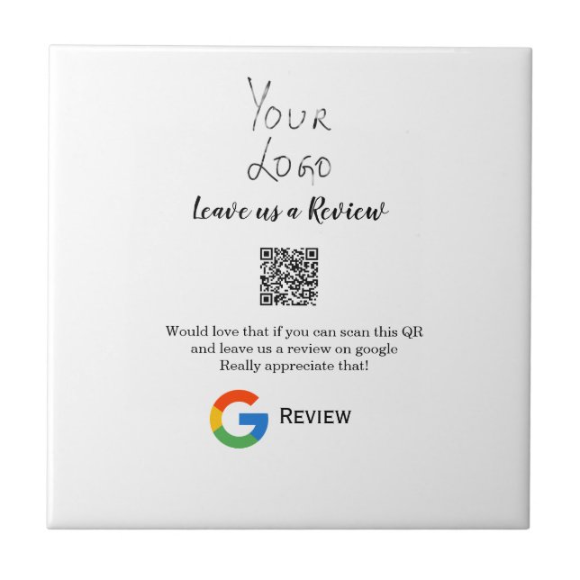 Google recension Business logotyp Scan QR-granskni Kakelplatta (Framsidan)