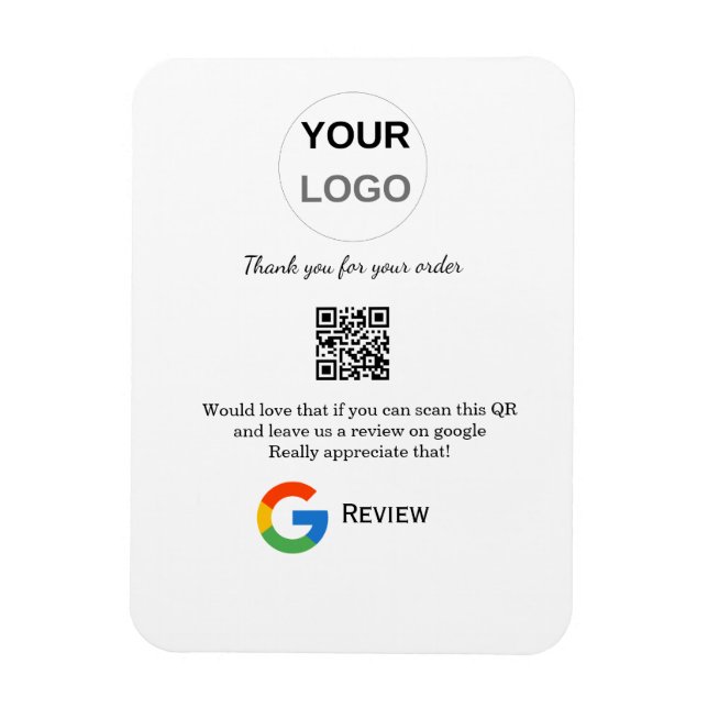 Google recension Business logotyp Scan QR-granskni Magnet (Vertikal)