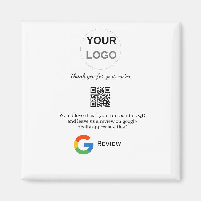 Google recension Business logotyp Scan QR-granskni Magnet (Framsidan)