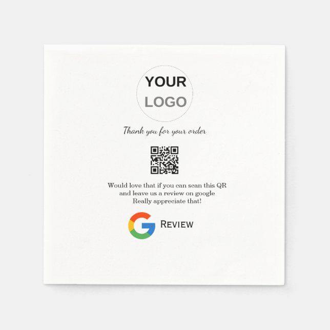 Google recension Business logotyp Scan QR-granskni Pappersservett (Framsidan)