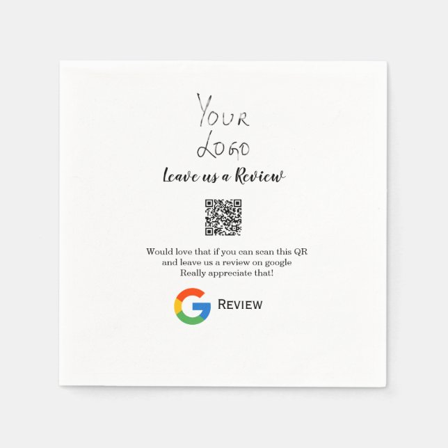 Google recension Business logotyp Scan QR-granskni Pappersservett (Framsidan)