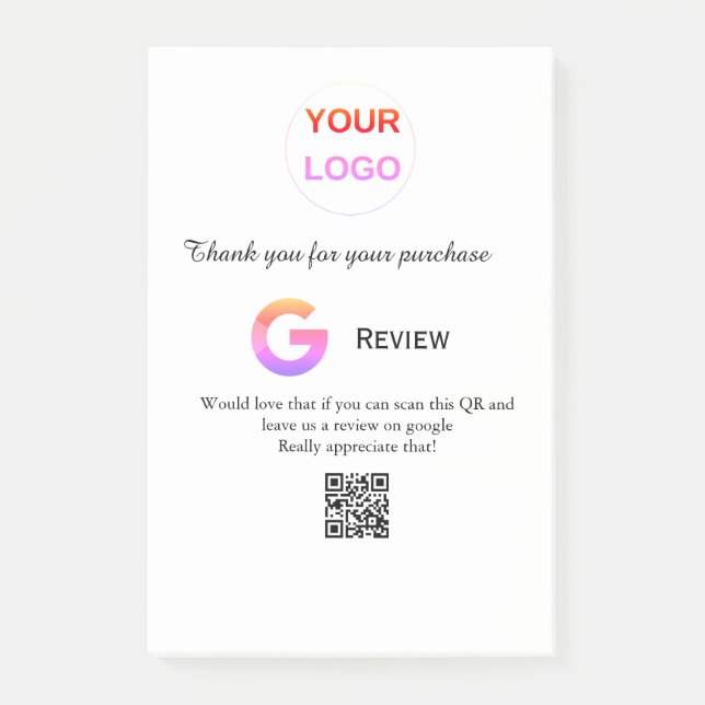 Google recension Business logotyp Scan QR-granskni Post-it Block (Framsida)