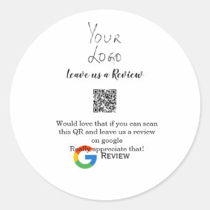 Google recension Business logotyp Scan QR-granskni Runt Klistermärke