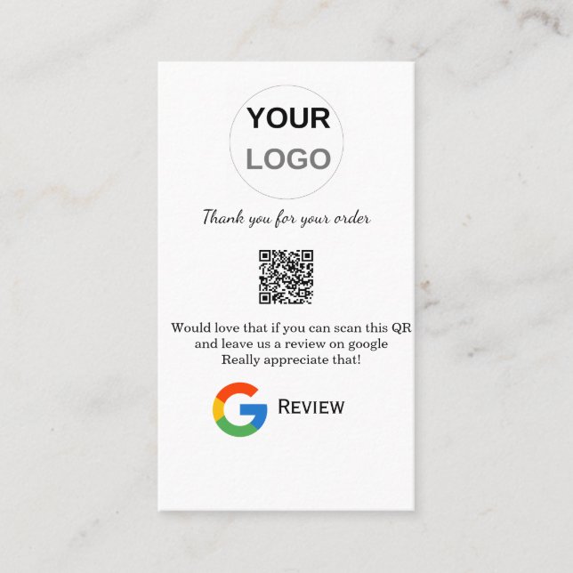Google recension Business logotyp Scan QR-granskni Visitkort (Framsida)