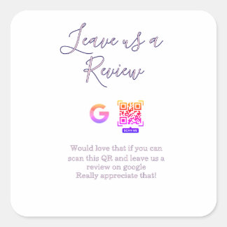 Google recension företagslogotyp Skanna QR-recensi Fyrkantigt Klistermärke