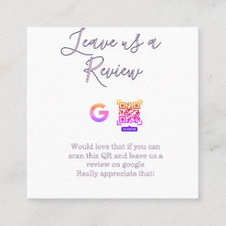 Google recension företagslogotyp Skanna QR-recensi Fyrkantigt Visitkort