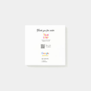 Google recension företagslogotyp webbplats skanna post-it block
