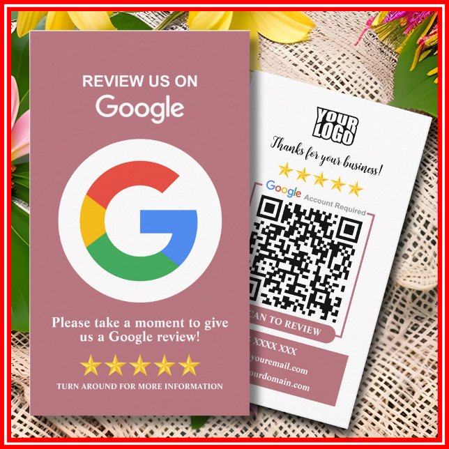 Google Recensioner | Lämna en recension Rose Gold  Visitkort (Skapare uppladdad)