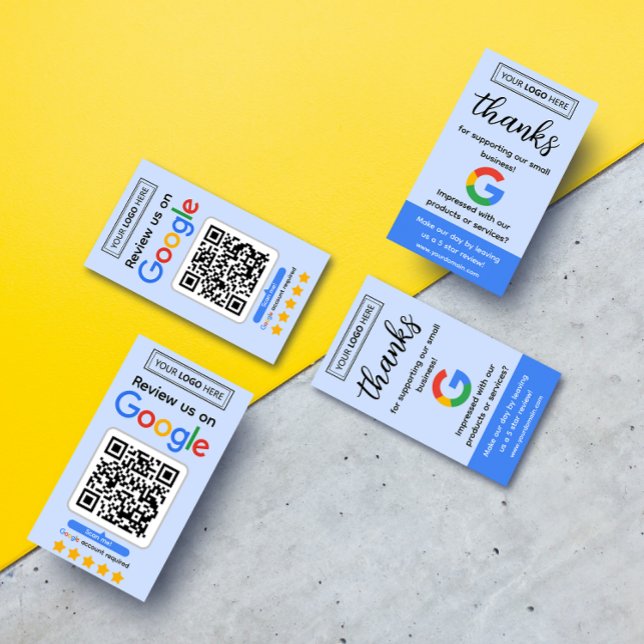 Google Recensionsförfrågningskort med logotyp och  Visitkort (Google business review request cards with logo and qr code, get 5 star reviews for your business)