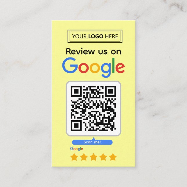 Google Recensionsförfrågningskort med logotyp och  Visitkort (Framsida)