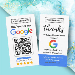 Google Recensionskort med logotyp och QR-kod Visitkort