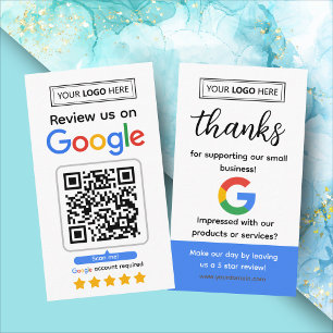 Google Recensionskort med logotyp och QR-kod Visitkort