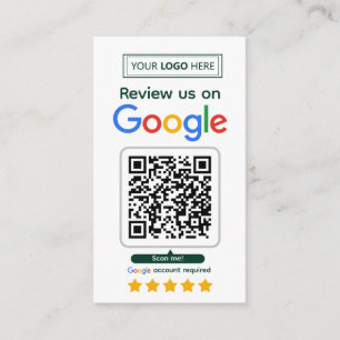 Google Recensionskort med logotyp och QR-kod Visitkort