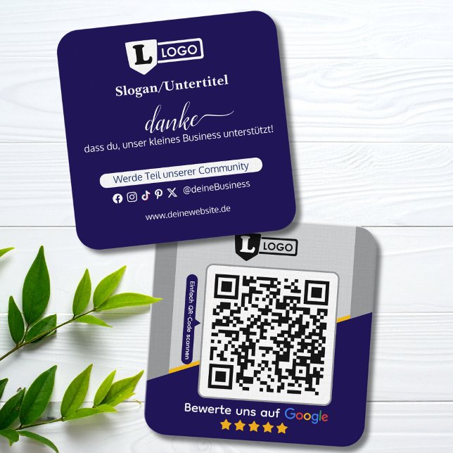 Google recensionskort med QR-kod visitkort (Google Rezensions-Karten)