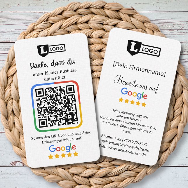 Google recensionskort med QR-kod Visitkort (Google Bewertungskarte)