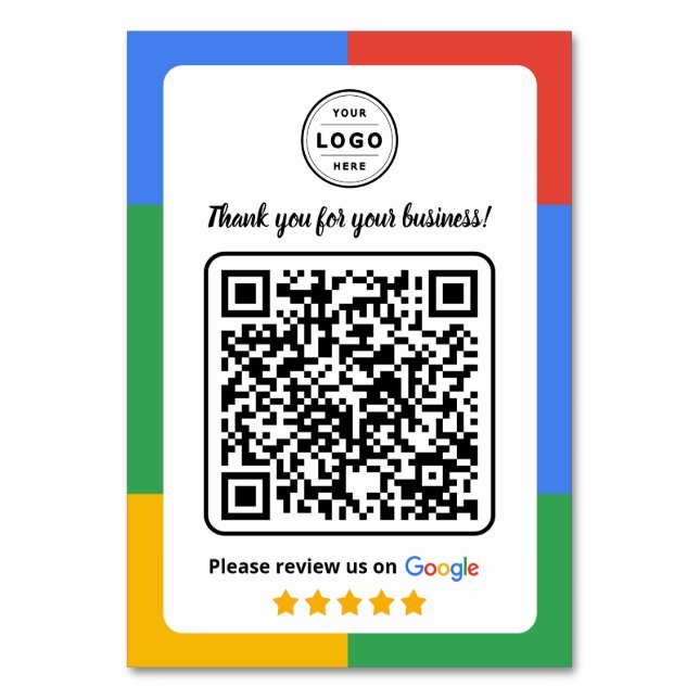 Google Review Begäran Kort med Logo och QR-kod (Baksidan)