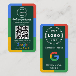 Google Review Begäran Kort med Logo och QR-kod