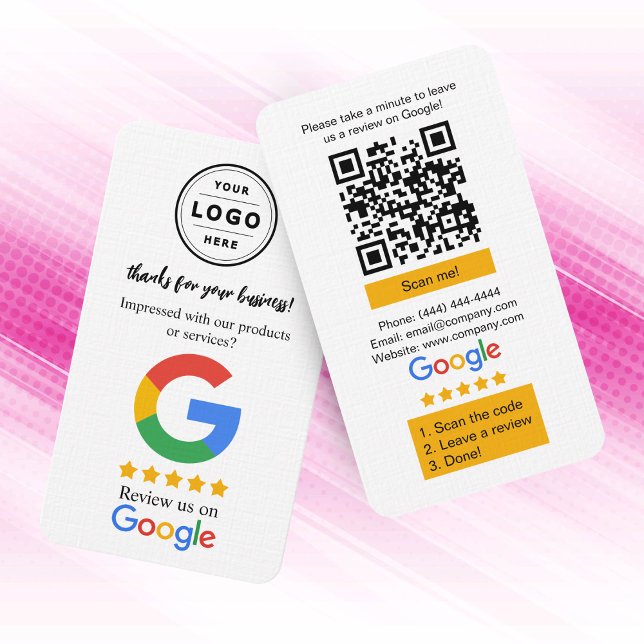 Google Review Begäran Kort med Logo och QR-kod (Google review request card with QR code and company logo that you can personalize)
