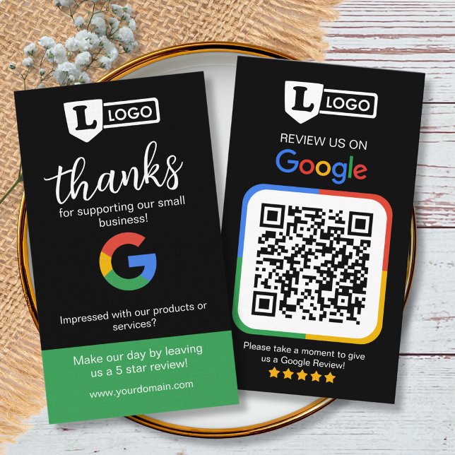 Google Review-begäran Kort med Logotypkort (review business cards, feedback business cards)