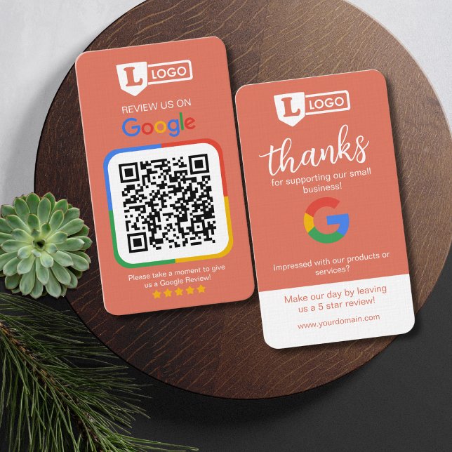 Google Review Begäran Kort med QR-kod Terracotta (Google review business cards)