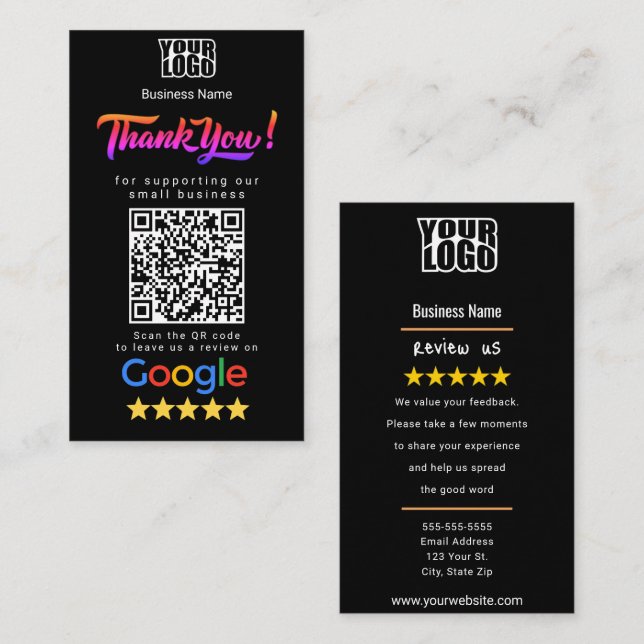 Google Review Business Card-mall Visitkort (Fram/baksida)
