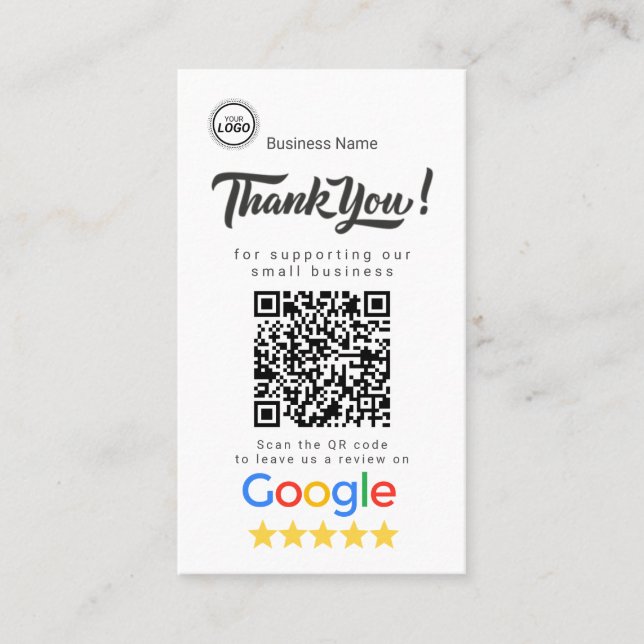 Google Review Business Card-mall Visitkort (Framsida)