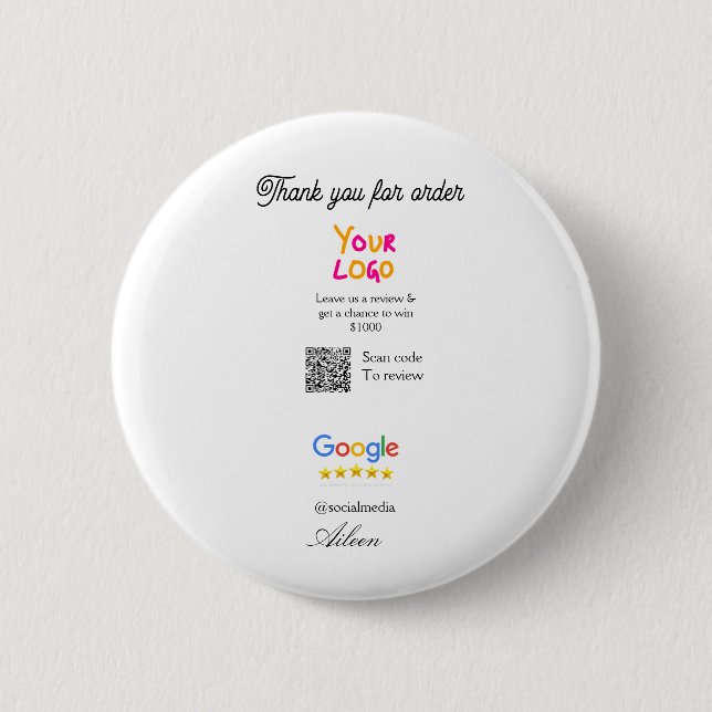 Google review business logo website scan QR code Knapp (Framsida)