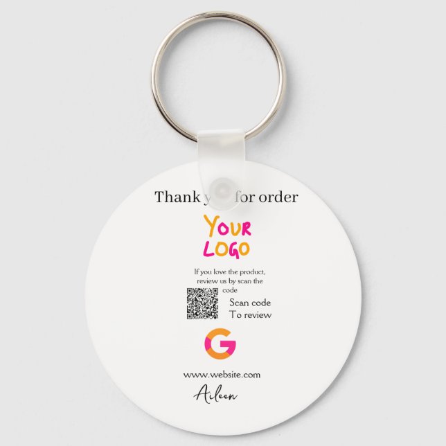 Google review business logo website scan QR code Nyckelring (Framsida)