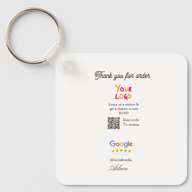 Google review business logo website scan QR code Nyckelring (Framsida)