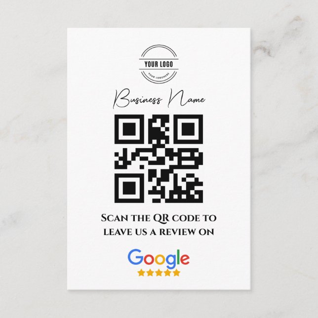 Google Review Business Rating Link QR Code Black Tilläggskort (Framsida)