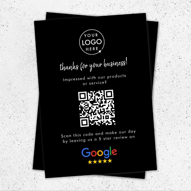 Google Review Business Rating Link QR Code Black Tilläggskort (Skapare uppladdad)