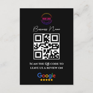 Google Review Business Rating Link QR Code Black Tilläggskort