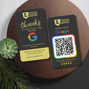 Google Review Företagskort med QR-kod Charcoal Visitkort