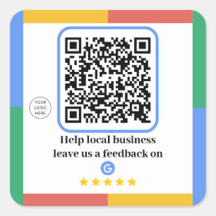 Google Review Link QR-kod Granska oss om Google Fyrkantigt Klistermärke