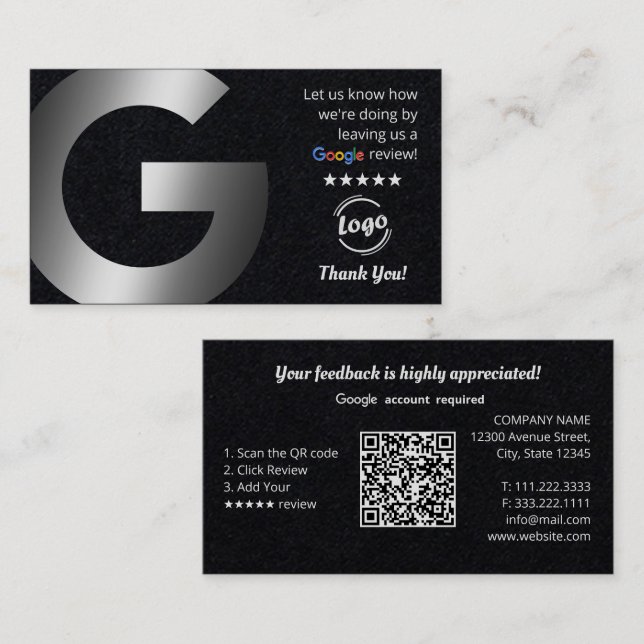 Google Review Premium QR Visitkort (Fram/baksida)