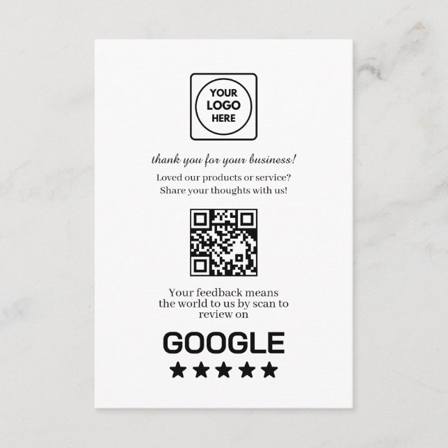 Google Review QR | Business Feedback Link Tilläggskort (Framsida)