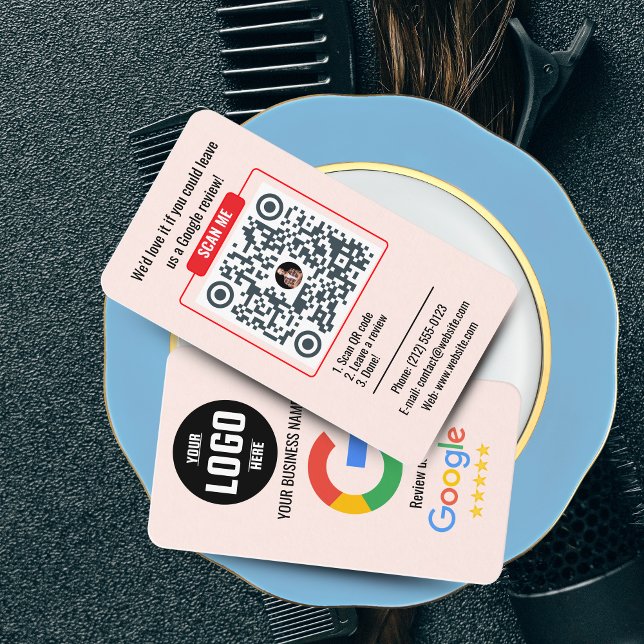 Google Review QR Code Business Card Template Visitkort (Google Review QR Code Business Card - Black and Orange template )