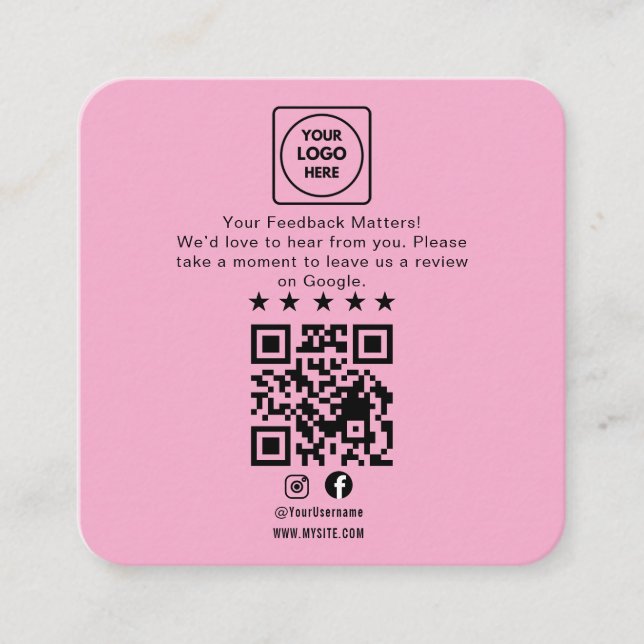 Google Review QR Code Business Note Card Tilläggskort (Framsida)