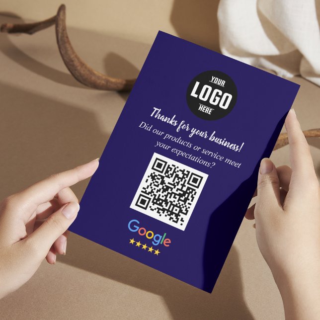 Google Review QR Code Cards | Business Enclosure   Tilläggskort (Google Review QR Code Cards | Navy Business Enclosure Cards)