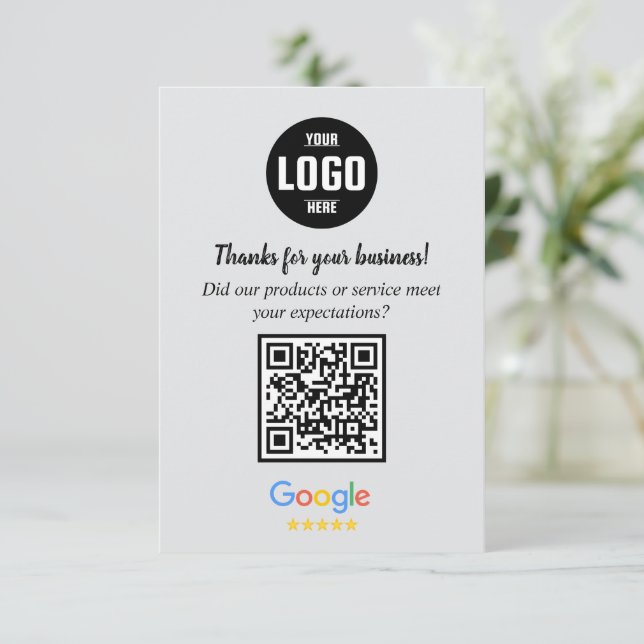 Google Review QR Code Cards | Business Thank You  Tilläggskort (Stående Fram)