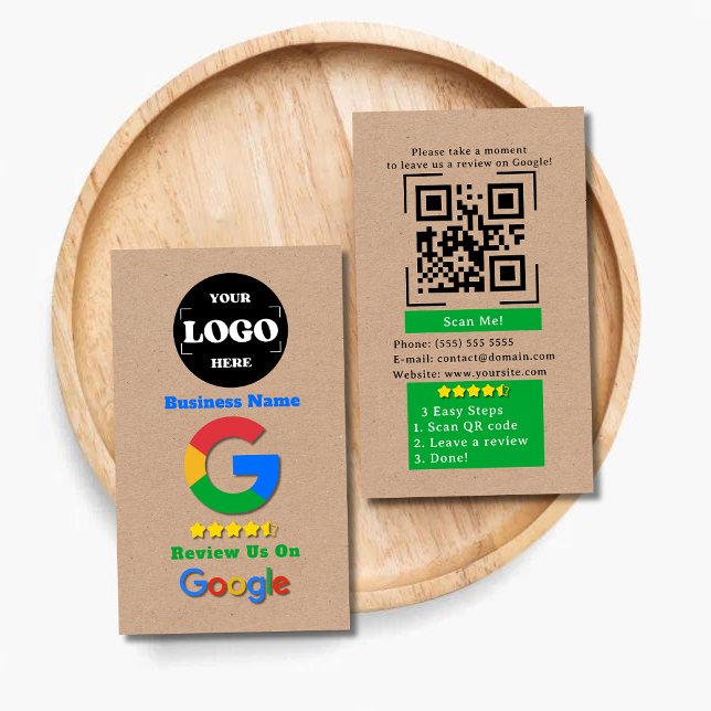 Google Review QR Code Link Kraft Rustic Visitkort (Skapare uppladdad)